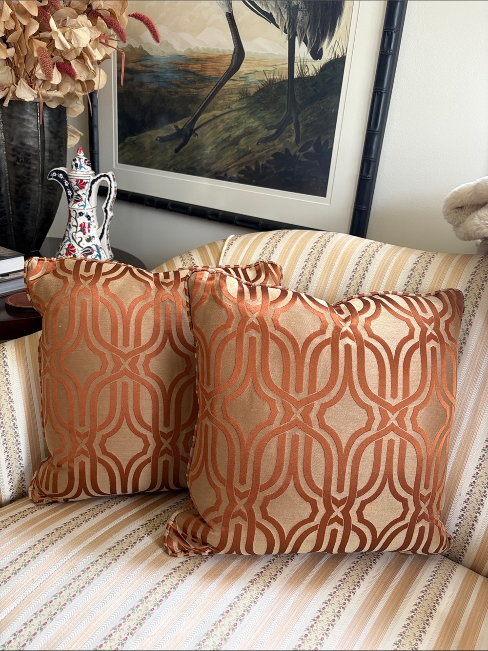 Decorative handmade Copper Throw Pillow Pair
